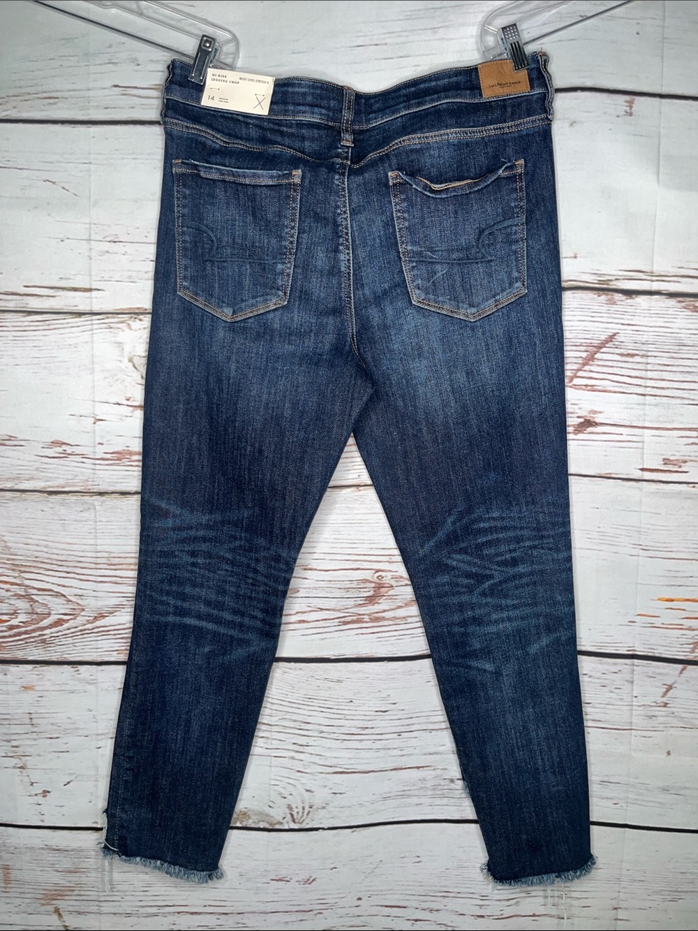 American Eagle NWT 14 Denim Distressed Ne(x)t Level Hi-Rise Jegging Crop Jeans - Picture 2 of 3